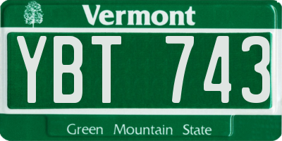 VT license plate YBT743