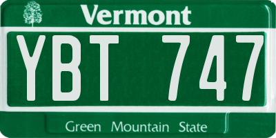 VT license plate YBT747
