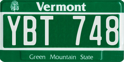 VT license plate YBT748