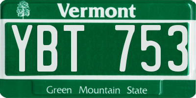 VT license plate YBT753