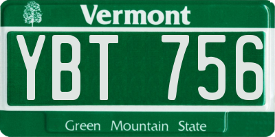 VT license plate YBT756