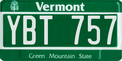VT license plate YBT757