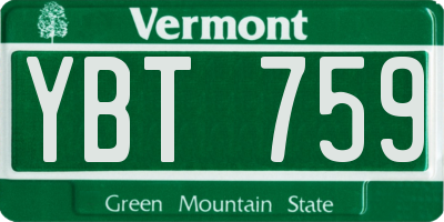 VT license plate YBT759