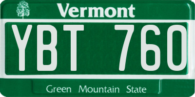 VT license plate YBT760