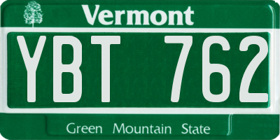 VT license plate YBT762