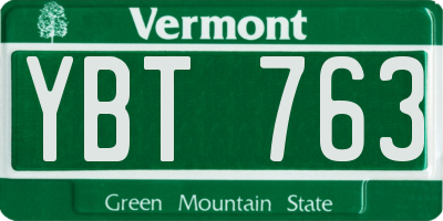 VT license plate YBT763