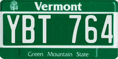 VT license plate YBT764