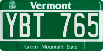 VT license plate YBT765
