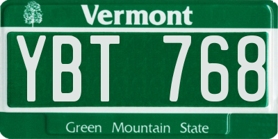 VT license plate YBT768