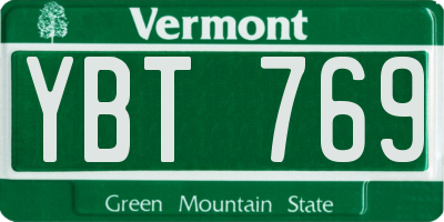 VT license plate YBT769