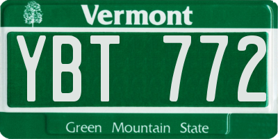 VT license plate YBT772
