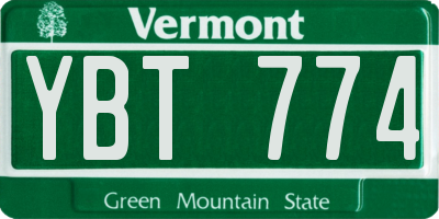 VT license plate YBT774