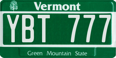 VT license plate YBT777
