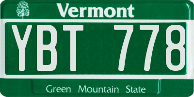 VT license plate YBT778