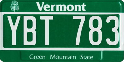 VT license plate YBT783
