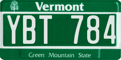 VT license plate YBT784