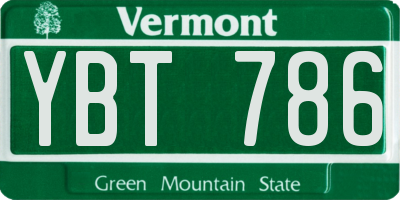 VT license plate YBT786