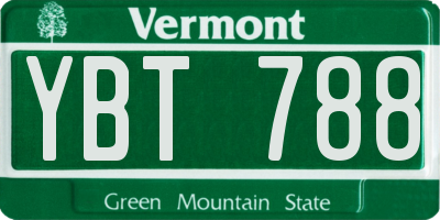 VT license plate YBT788