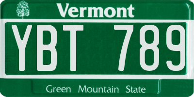 VT license plate YBT789