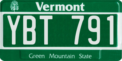 VT license plate YBT791
