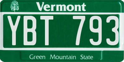 VT license plate YBT793