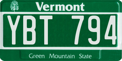 VT license plate YBT794