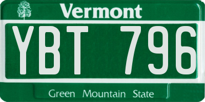 VT license plate YBT796