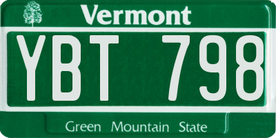 VT license plate YBT798