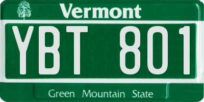 VT license plate YBT801