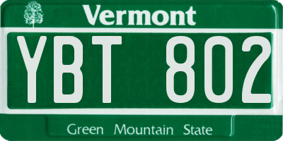 VT license plate YBT802