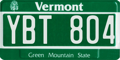 VT license plate YBT804