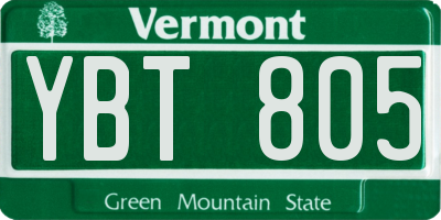 VT license plate YBT805