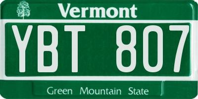 VT license plate YBT807