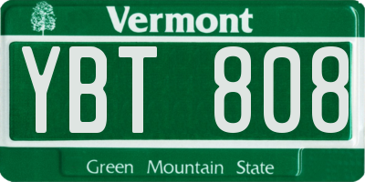 VT license plate YBT808