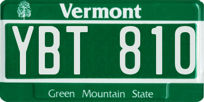 VT license plate YBT810