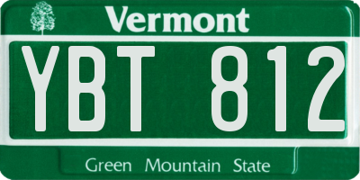 VT license plate YBT812