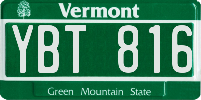 VT license plate YBT816