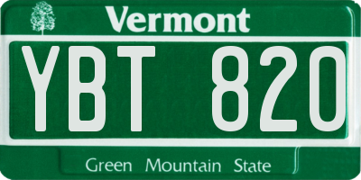 VT license plate YBT820