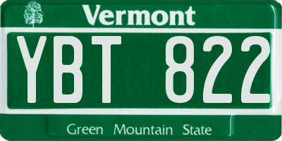VT license plate YBT822