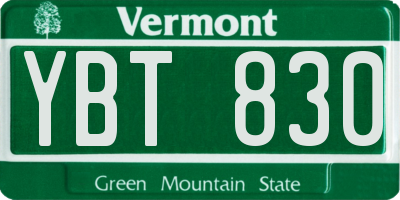 VT license plate YBT830
