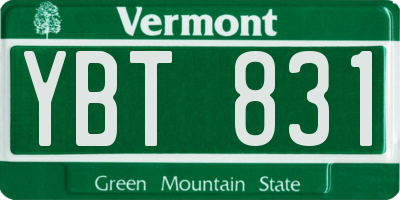 VT license plate YBT831