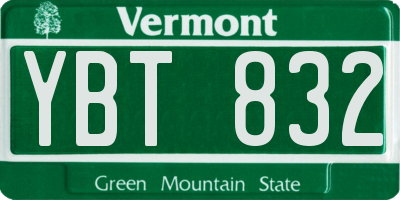 VT license plate YBT832