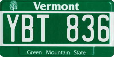 VT license plate YBT836
