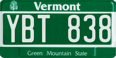 VT license plate YBT838