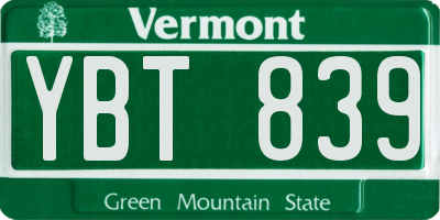 VT license plate YBT839