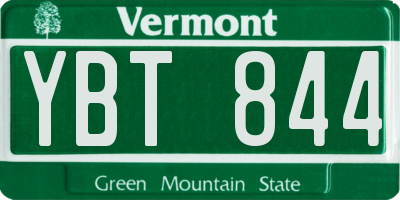 VT license plate YBT844