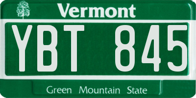 VT license plate YBT845
