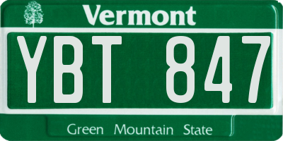 VT license plate YBT847