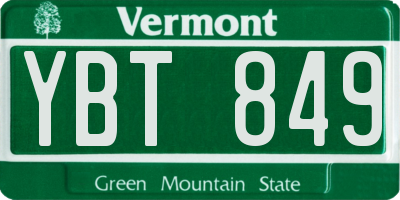 VT license plate YBT849