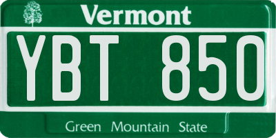 VT license plate YBT850